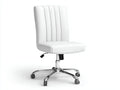 Bürostuhl 58 x 60 x 92 cm - weißer Kunstlederbezug und verchromtes Metallgestell mit Rollen - weiß - höhenverstellbarer Drehstuhl für Homeoffice und Schminktisch