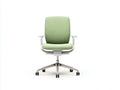 Bürostuhl 64 x 61 x 92 cm - Stoffbezug und weißes Gestell mit Rollen - hellgrün - ergonomischer Drehstuhl mit Armlehnen für Büro und Homeoffice