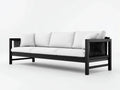 Gartensofa 3-Sitzer Metall mit Geflecht 204 x 83 x 81 cm - schwarz und weiß - für Terrasse und Garten - modernes Kontrastdesign
