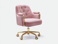 Bürostuhl 62 x 66 x 89 cm - rosafarbener Samtbezug und goldfarbenes Metallgestell mit Rollen - rosa - eleganter Drehstuhl mit Armlehnen für Schminktisch und Arbeitszimmer