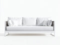 Gartensofa 3-Sitzer Metall mit Geflecht 206 x 84 x 80 cm - weiß und hellgrau - für Terrasse und Garten - großzügiges Outdoor-Design