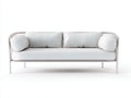 Gartensofa 3-Sitzer Metall 208 x 83 x 79 cm - weiß und silberfarben - für Terrasse und Garten - sanft gerundetes Outdoor-Design