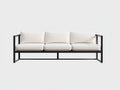 Gartensofa 3-Sitzer Metall 200 x 80 x 79 cm - schwarz und cremeweiß - für Terrasse und Garten - geradliniges Outdoor-Design