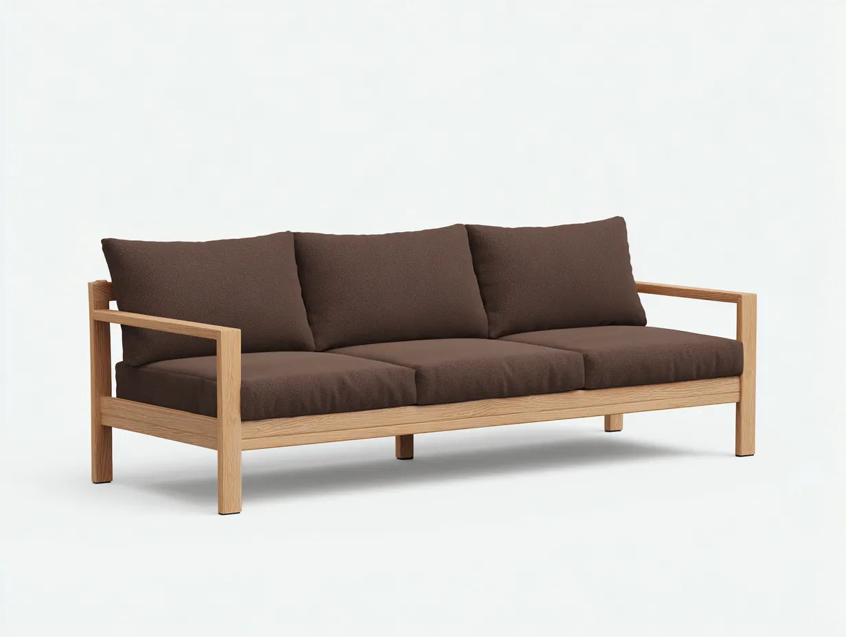 Gartensofa 3-Sitzer Holz 196 x 78 x 82 cm - naturbraun und dunkelbraun - für Terrasse und Garten - offenes Rahmen-Design