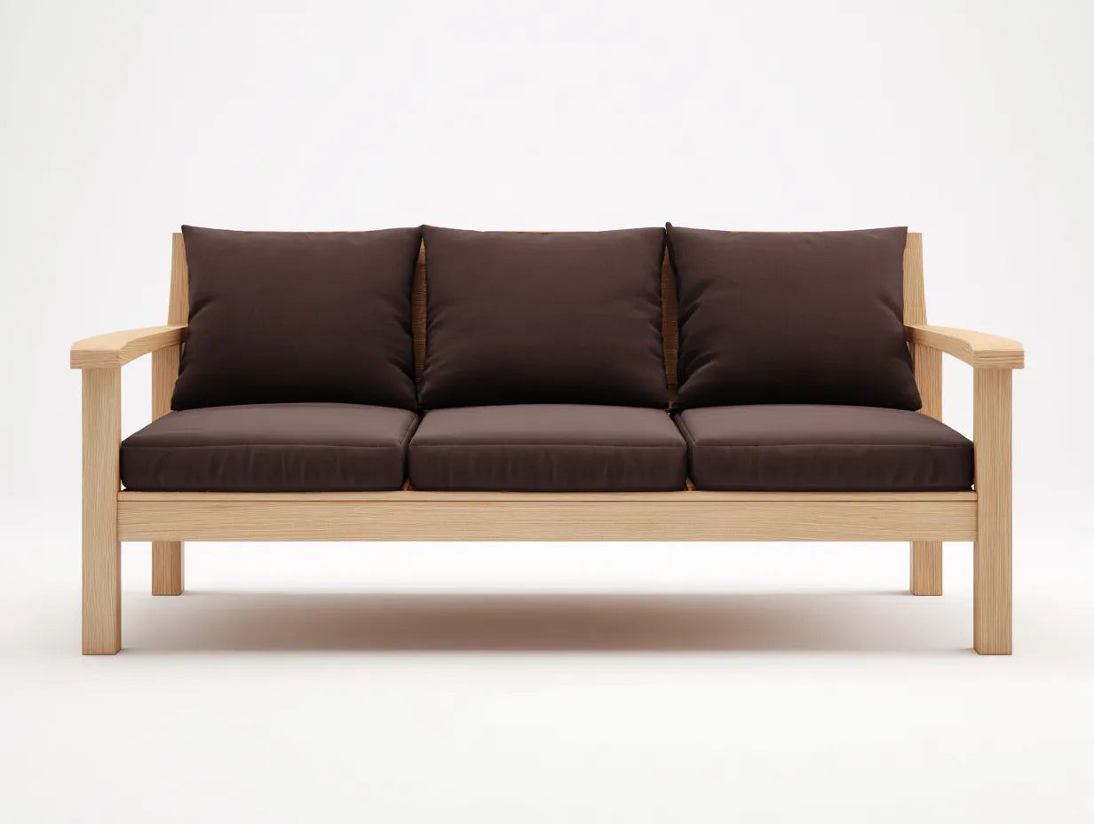 Gartensofa 3-Sitzer Holz 192 x 80 x 83 cm - naturbraun und dunkelbraun - für Terrasse und Garten - geradliniges Outdoor-Design