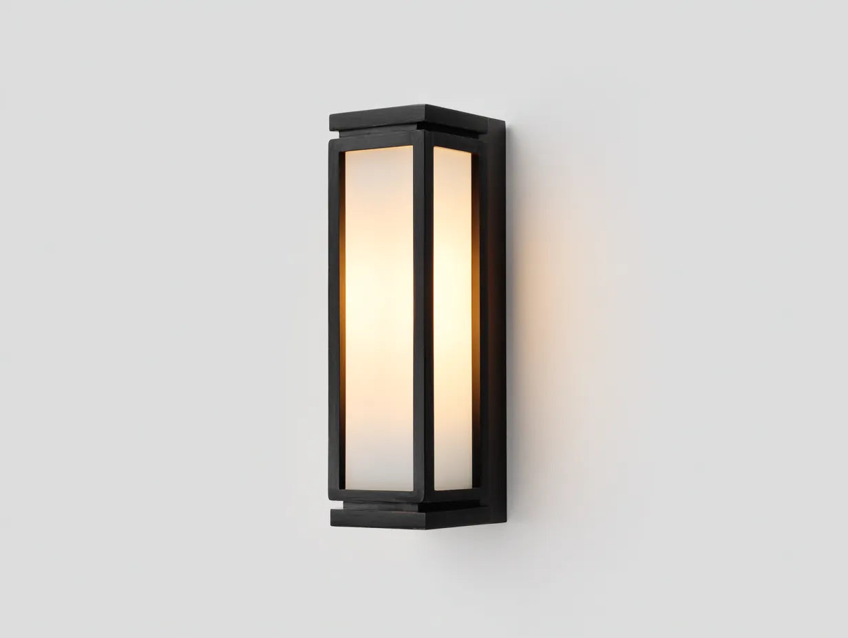 Außenwandleuchte aus Metall mit vertikalem Lichtkörper 11 x 9 x 36 cm - schwarz - für Fassade Eingangsbereich und Terrasse - ruhige Modern Frame Optik
